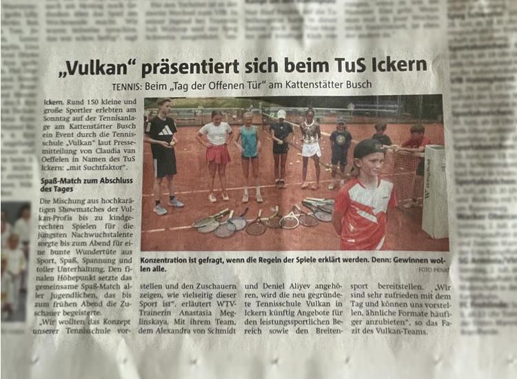 Foto: Zeitungsartikel: "Vulkan" präsentiert sich beim TuS Ickern